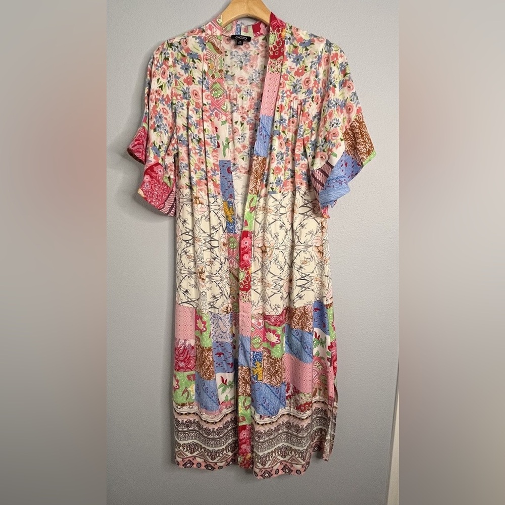 Patchwork Floral Maxi duster in Multicolor